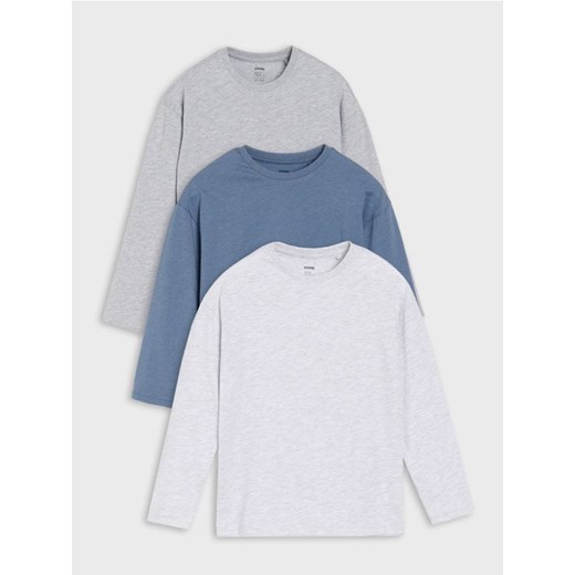 Sinsay - Koszulki oversize z długimi rękawami 3 pack - granatowy ze sklepu Sinsay w kategorii T-shirty chłopięce - zdjęcie 185410003