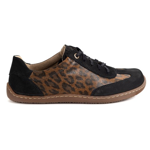 Buty BAREFOOT damskie skórzane minimalistyczne 1287 czarny nubuk panterka ze sklepu butyolivier w kategorii Półbuty damskie - zdjęcie 185410310