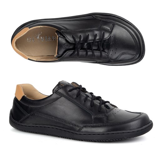 BAREFOOT Damskie minimalistyczne sneakersy skórzane OLIVIER 1282 czarne ze sklepu butyolivier w kategorii Półbuty damskie - zdjęcie 185410333