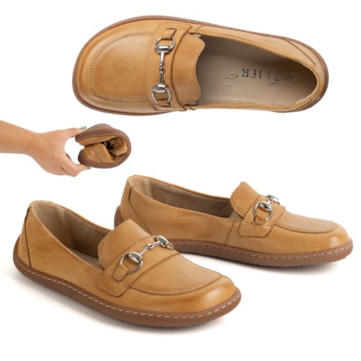 Barefoot damskie mokasyny skórzane minimalistyczne letnie 1288AR brązowe ze sklepu butyolivier w kategorii Półbuty damskie - zdjęcie 185410344