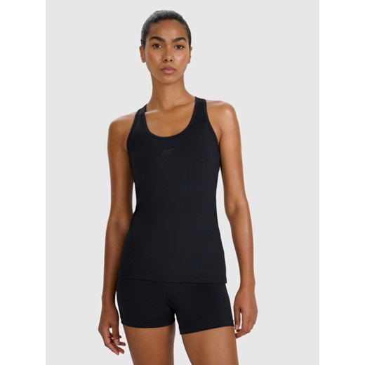 Damski top treningowy 4F 4FWMM00TFSLF0762 - czarny ze sklepu Sportstylestory.com w kategorii Bluzki damskie - zdjęcie 185410533