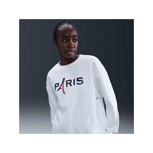 Damska piłkarska bluza dresowa oversize z półokrągłym dekoltem Nike Paris Saint-Germain Phoenix Fleece - Biel ze sklepu Nike poland w kategorii Bluzy damskie - zdjęcie 185410714