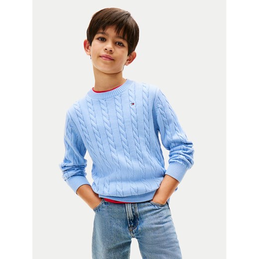 Tommy Hilfiger Sweter KB0KB09753 Błękitny Regular Fit ze sklepu MODIVO w kategorii Swetry chłopięce - zdjęcie 185411860
