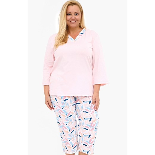 Bawełniana piżama damska plus size 389/455 Nancy, Kolor różowy-wzór, Rozmiar 3XL, Cornette ze sklepu Primodo w kategorii Piżamy damskie - zdjęcie 185412743