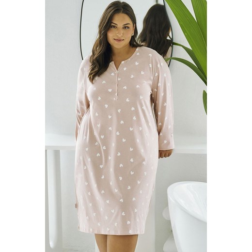 Bawełniana koszula nocna damska plus size Nori 3469, Kolor różowy-wzór, Rozmiar 4XL, Taro ze sklepu Primodo w kategorii Koszule nocne - zdjęcie 185413162