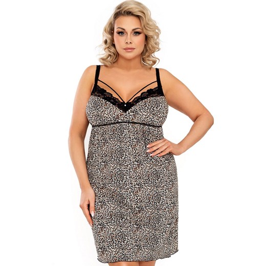 Koszula nocna na ramiączkach plus size Omari II, Kolor panterka, Rozmiar 3XL, Donna ze sklepu Intymna w kategorii Koszule nocne - zdjęcie 185413862