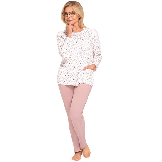 Długa piżama damska Maria III 202 30, Kolor cappuccino-ecru, Rozmiar 2XL, MARTEL ze sklepu Intymna w kategorii Piżamy damskie - zdjęcie 185414044