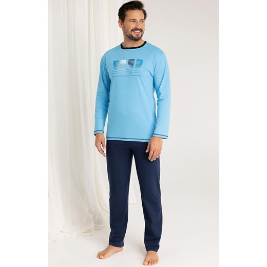 Bawełniana piżama męska turkusowa 487, Kolor turkusowy, Rozmiar M, Regina ze sklepu Intymna w kategorii Piżamy męskie - zdjęcie 185414092