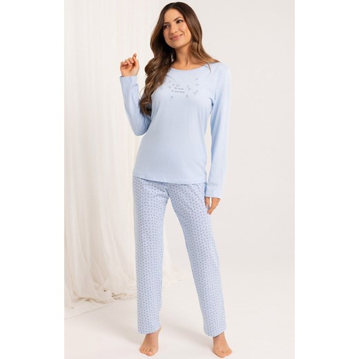 Bawełniana piżama damska długa niebieska 708, Kolor niebieski, Rozmiar L, Regina ze sklepu Intymna w kategorii Piżamy damskie - zdjęcie 185414104