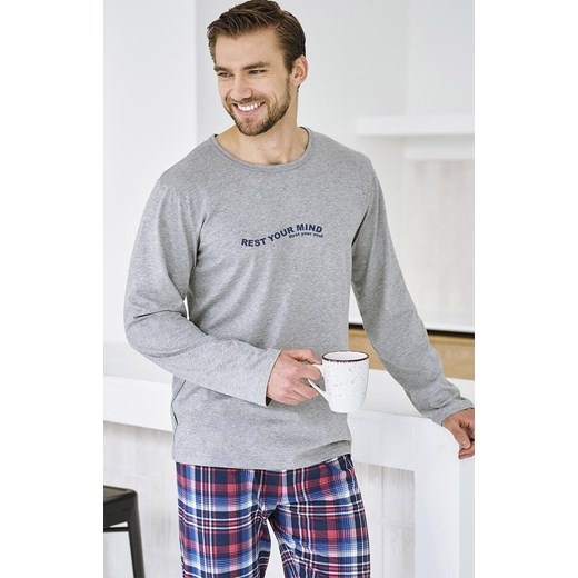 Bawełniana piżama męska Franco 3478, Kolor szary-wzór, Rozmiar M, Taro ze sklepu Intymna w kategorii Piżamy męskie - zdjęcie 185414150