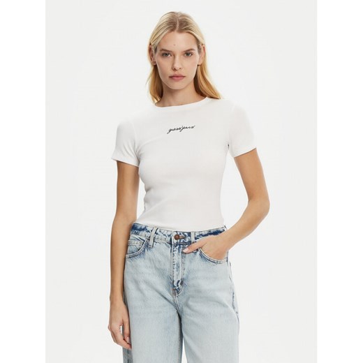 Guess Jeans T-Shirt W5RI57 KA0H1 Biały Slim Fit ze sklepu MODIVO w kategorii Bluzki damskie - zdjęcie 185415962