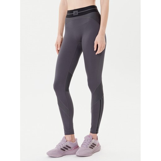 adidas Legginsy Hyperglam JN2651 Szary Slim Fit ze sklepu MODIVO w kategorii Spodnie damskie - zdjęcie 185416034