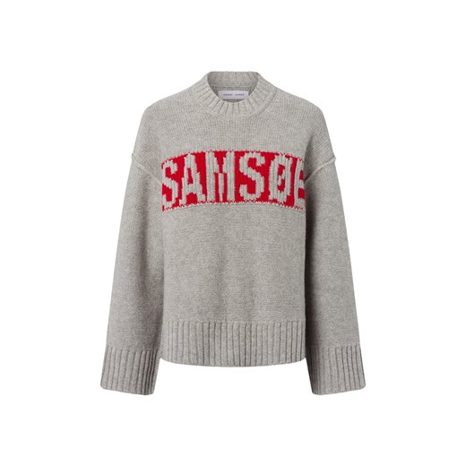 Samsøe Samsøe Sweter damski z zawartością wełny - Sakeiku Kobiety jasny szary marmurkowy ze sklepu vangraaf w kategorii Swetry damskie - zdjęcie 185417712