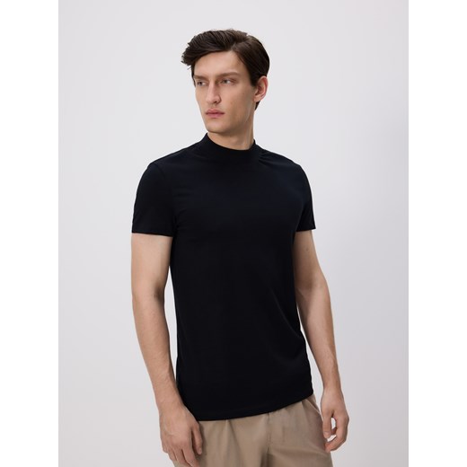 Reserved - Bawełniany t-shirt slim fit - czarny ze sklepu Reserved w kategorii T-shirty męskie - zdjęcie 185418761
