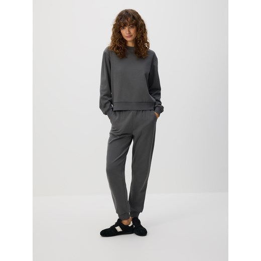 Reserved - Gładka bluza z bawełną - ciemnoszary Reserved S Reserved