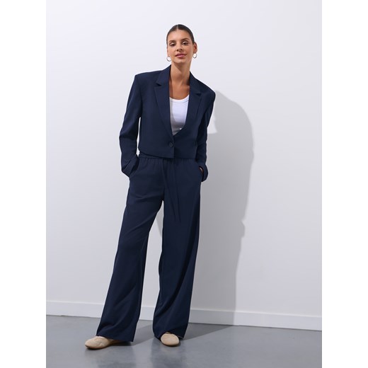 Mohito - Spodnie wide leg - granatowy ze sklepu Mohito w kategorii Spodnie damskie - zdjęcie 185419311