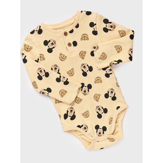 Sinsay - Bawełniane body Mickey Mouse - kremowy Sinsay 56 (Newborn) Sinsay