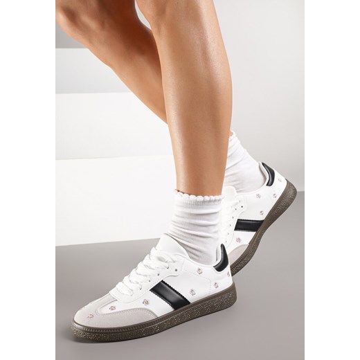 Białe Sneakersy Tenisówki Ozdobione Kwiatkami Zummine ze sklepu renee.pl w kategorii Buty sportowe damskie - zdjęcie 185420421