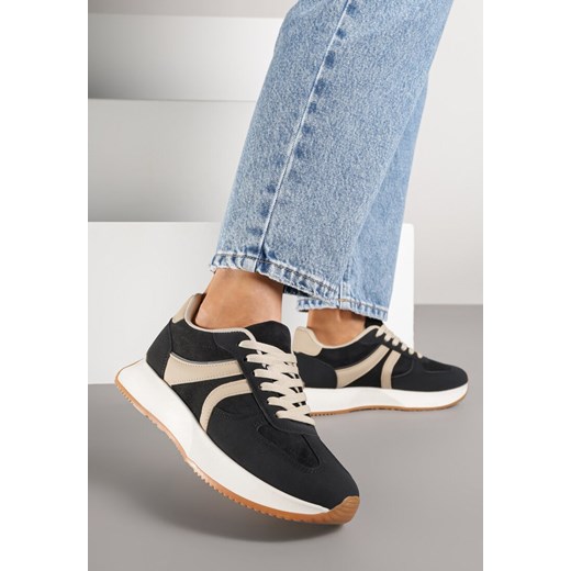 Czarne Sneakersy z Geometrycznym Wzorem Velwettia ze sklepu renee.pl w kategorii Buty sportowe damskie - zdjęcie 185420523