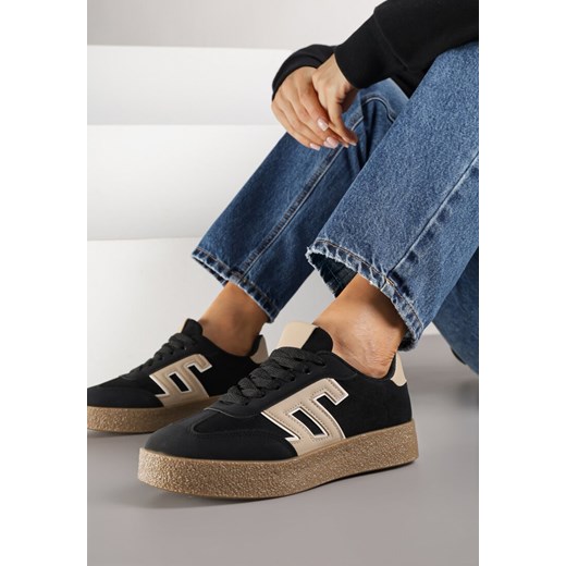 Czarne Sneakersy Ozdobione Geometrycznym Motywem Lanelise ze sklepu renee.pl w kategorii Buty sportowe damskie - zdjęcie 185420553