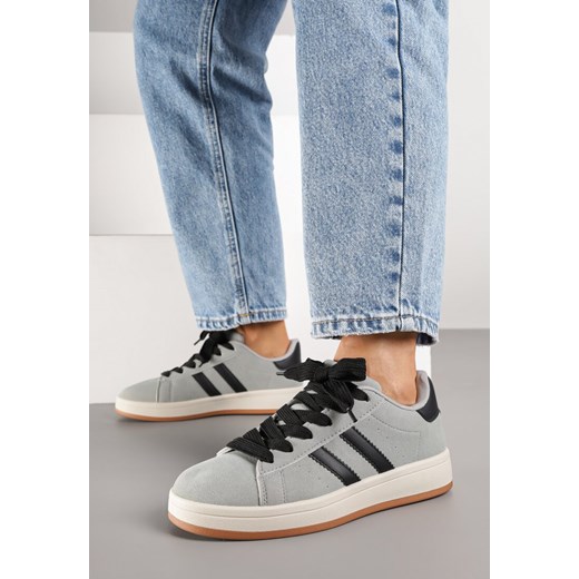 Szaro-Czarne Sneakersy z Geometrycznym Wzorem Rillomia ze sklepu renee.pl w kategorii Buty sportowe damskie - zdjęcie 185420793