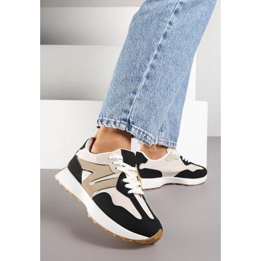 Czarne Sneakersy Ozdobione Geometrycznym Motywem Rilameia ze sklepu renee.pl w kategorii Buty sportowe damskie - zdjęcie 185420811