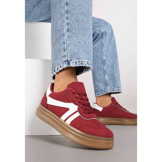 Bordowe Sneakersy Tenisówki Ozdobione Geometrycznym Wzorem Shie ze sklepu renee.pl w kategorii Buty sportowe damskie - zdjęcie 185420913