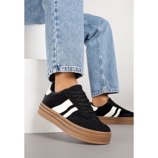 Czarne Sneakersy Typu Kultowe Tenisówki na Niskiej Platformie Tulafia ze sklepu renee.pl w kategorii Buty sportowe damskie - zdjęcie 185421113