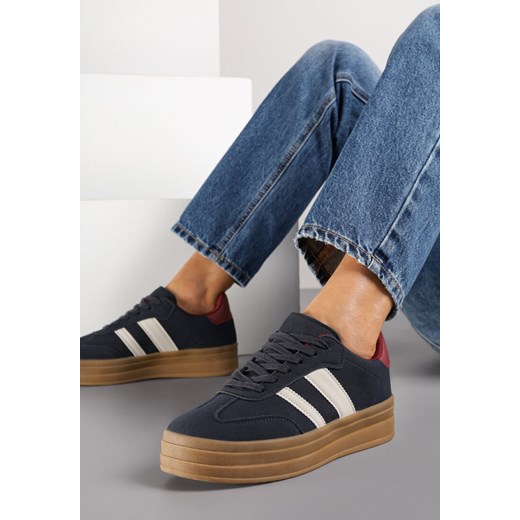 Granatowe Sneakersy w Stylu Klasycznych Tenisówek na Platformie Nallania ze sklepu renee.pl w kategorii Buty sportowe damskie - zdjęcie 185421253