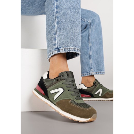 Ciemnozielone Sneakersy z Geometrycznym Wzorem Rilanea ze sklepu born2be.pl w kategorii Buty sportowe damskie - zdjęcie 185422063