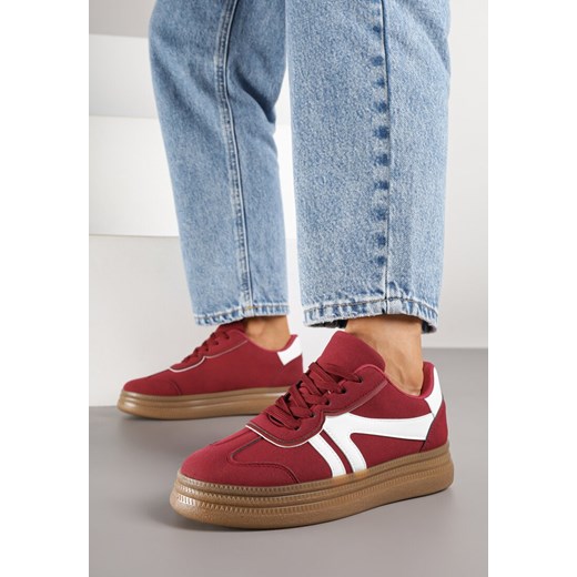 Bordowe Sneakersy w Stylu Tenisówek z Paskami Wiatalle ze sklepu born2be.pl w kategorii Buty sportowe damskie - zdjęcie 185422231