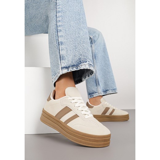 Beżowe Sneakersy Typu Kultowe Tenisówki na Grubej Podeszwie Nalorela ze sklepu born2be.pl w kategorii Buty sportowe damskie - zdjęcie 185422563