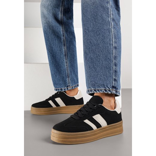 Czarne Sneakersy Typu Kultowe Tenisówki na Grubej Podeszwie Nalorela ze sklepu born2be.pl w kategorii Buty sportowe damskie - zdjęcie 185422581