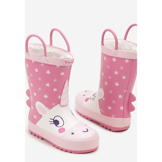 Fuksjowo-Różowe Kalosze w Gwiazdki z Aplikacją 3D Erisilde 27 born2be.pl