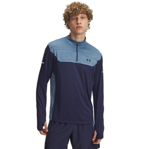Męska bluza treningowa nierozpinana bez kaptura Under Armour UA Tech Utility 1/4 Zip - granatowa ze sklepu Sportstylestory.com w kategorii Bluzy męskie - zdjęcie 185425050
