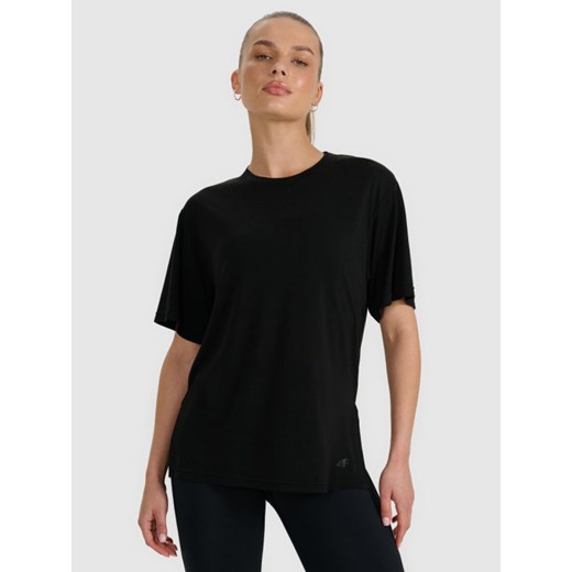 Damski t-shirt oversize 4F 4FRAW25TTSHF3408 - czarny ze sklepu Sportstylestory.com w kategorii Bluzki damskie - zdjęcie 185425150