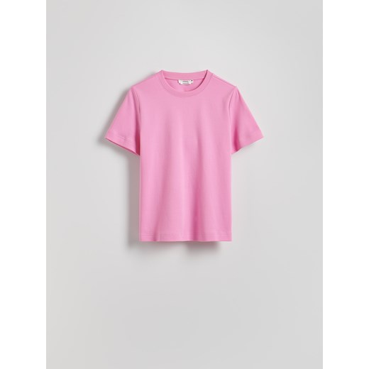 Reserved - T-shirt regular z merceryzowanej bawełny - pastelowy róż ze sklepu Reserved w kategorii Bluzki damskie - zdjęcie 185425410