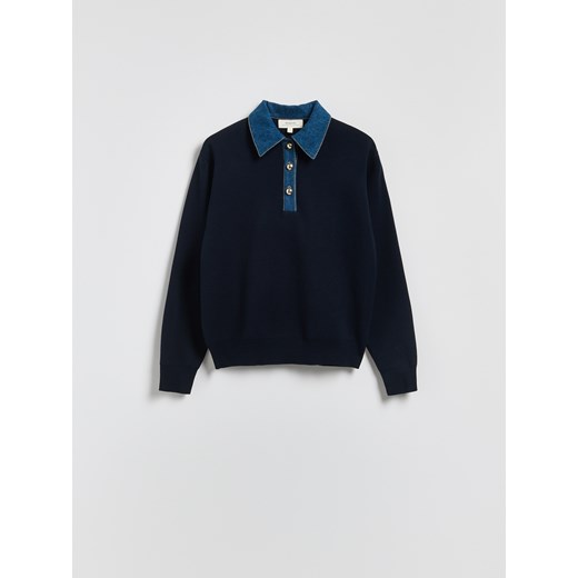 Reserved - Sweter z kołnierzykiem - granatowy Reserved XS Reserved