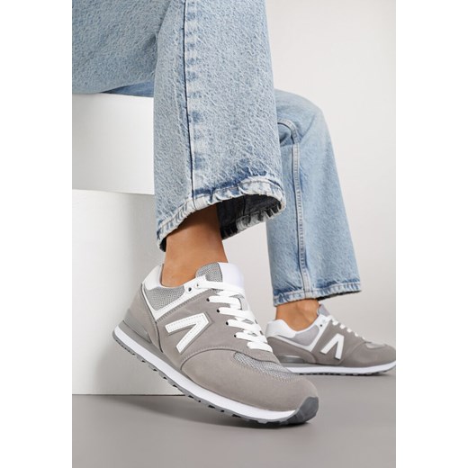 Szare Sneakersy Ozdobione Geometrycznym Motywem Rilenessa ze sklepu renee.pl w kategorii Buty sportowe damskie - zdjęcie 185425731