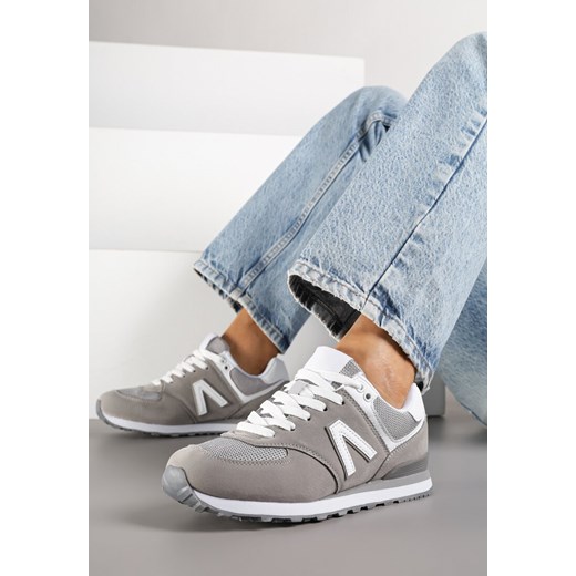 Szare Sneakersy z Geometrycznym Wzorem Rilanea ze sklepu born2be.pl w kategorii Buty sportowe damskie - zdjęcie 185425972