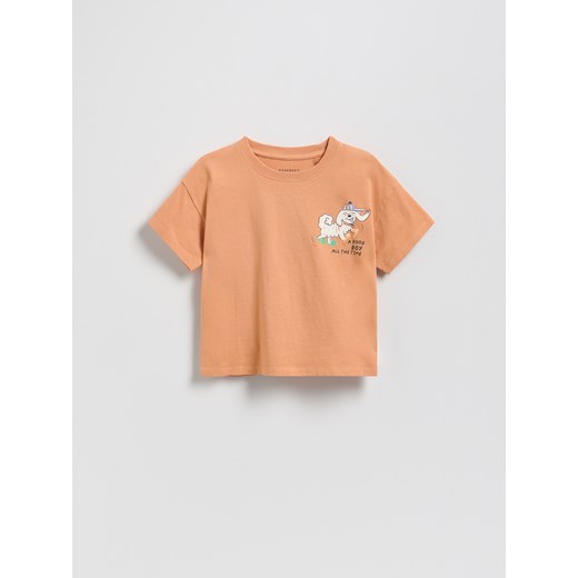 Reserved - Bawełniany t-shirt z nadrukiem - brzoskwiniowy ze sklepu Reserved w kategorii T-shirty chłopięce - zdjęcie 185427161