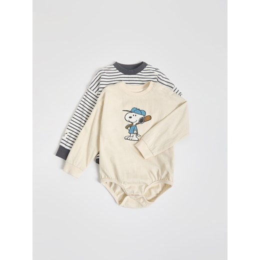 Reserved - Body Snoopy 2 pack - złamana biel ze sklepu Reserved w kategorii Odzież dla niemowląt - zdjęcie 185427193