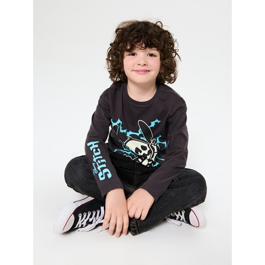 Sinsay - Koszulka z długimi rękawami Stitch - szary Sinsay 104 (3-4 l) Sinsay