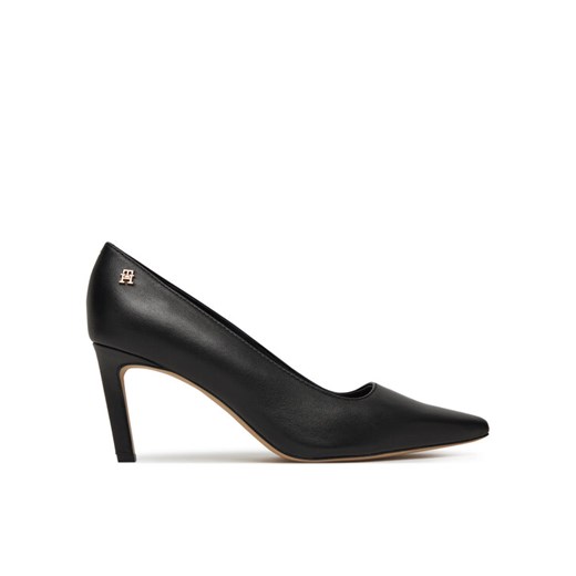 Szpilki Tommy Hilfiger Logo Pump Slanted Hl FW0FW08993 Czarny ze sklepu eobuwie.pl w kategorii Czółenka - zdjęcie 185430534