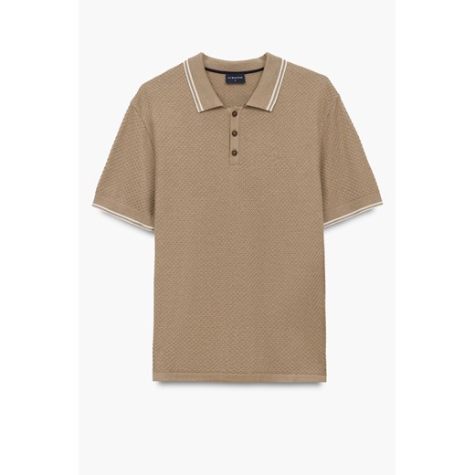 KOSZULKA POLO TENNIS CLUB 116 BEŻOWA Z WISKOZY ze sklepu Recman w kategorii T-shirty męskie - zdjęcie 185432934