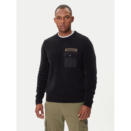 Aeronautica Militare Sweter 252MA1573UL00539 Czarny Regular Fit ze sklepu MODIVO w kategorii Swetry męskie - zdjęcie 185435411