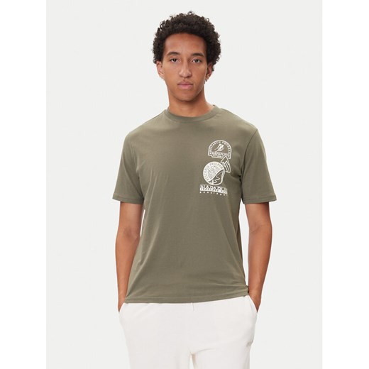 Napapijri T-Shirt S-Funes Ss NP0A88UA Khaki Regular Fit ze sklepu MODIVO w kategorii T-shirty męskie - zdjęcie 185435540