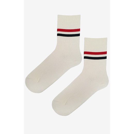 Marilyn skarpetki męskie z wiskozą w sportowym stylu białe Striped Stripe, Kolor biały, Rozmiar 41-45, Marilyn ze sklepu Primodo w kategorii Skarpetki damskie - zdjęcie 185436954