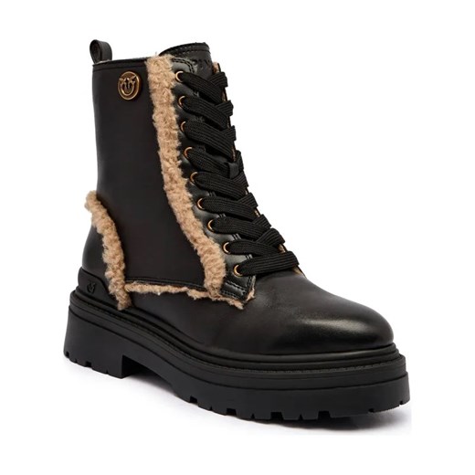 Pinko Skórzane botki MIA 18 | shearling ze sklepu Gomez Fashion Store w kategorii Botki - zdjęcie 185437583