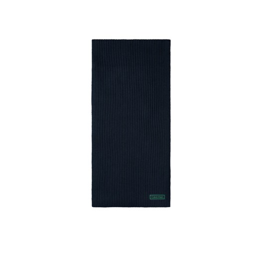 Szal Calvin Klein Patch Chunky Rib Cotton Scarf LV04D8055G Granatowy ze sklepu eobuwie.pl w kategorii Szaliki i chusty damskie - zdjęcie 185440830